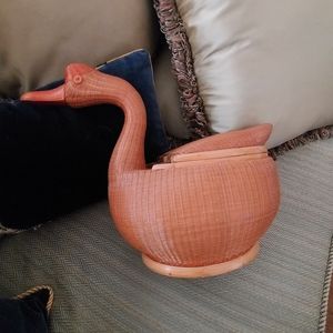 Wicker duck box from China early 70s intricate vintage fine wicker weaving